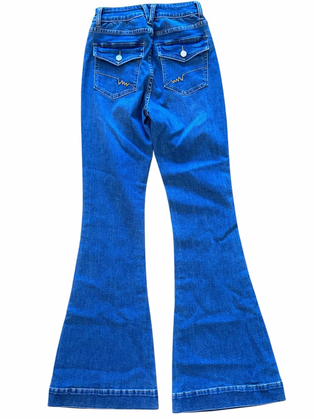 Vibrant M.I.U Vbrt High Rise Flare Jeans Blue Stretch Denim Size 25 View 2